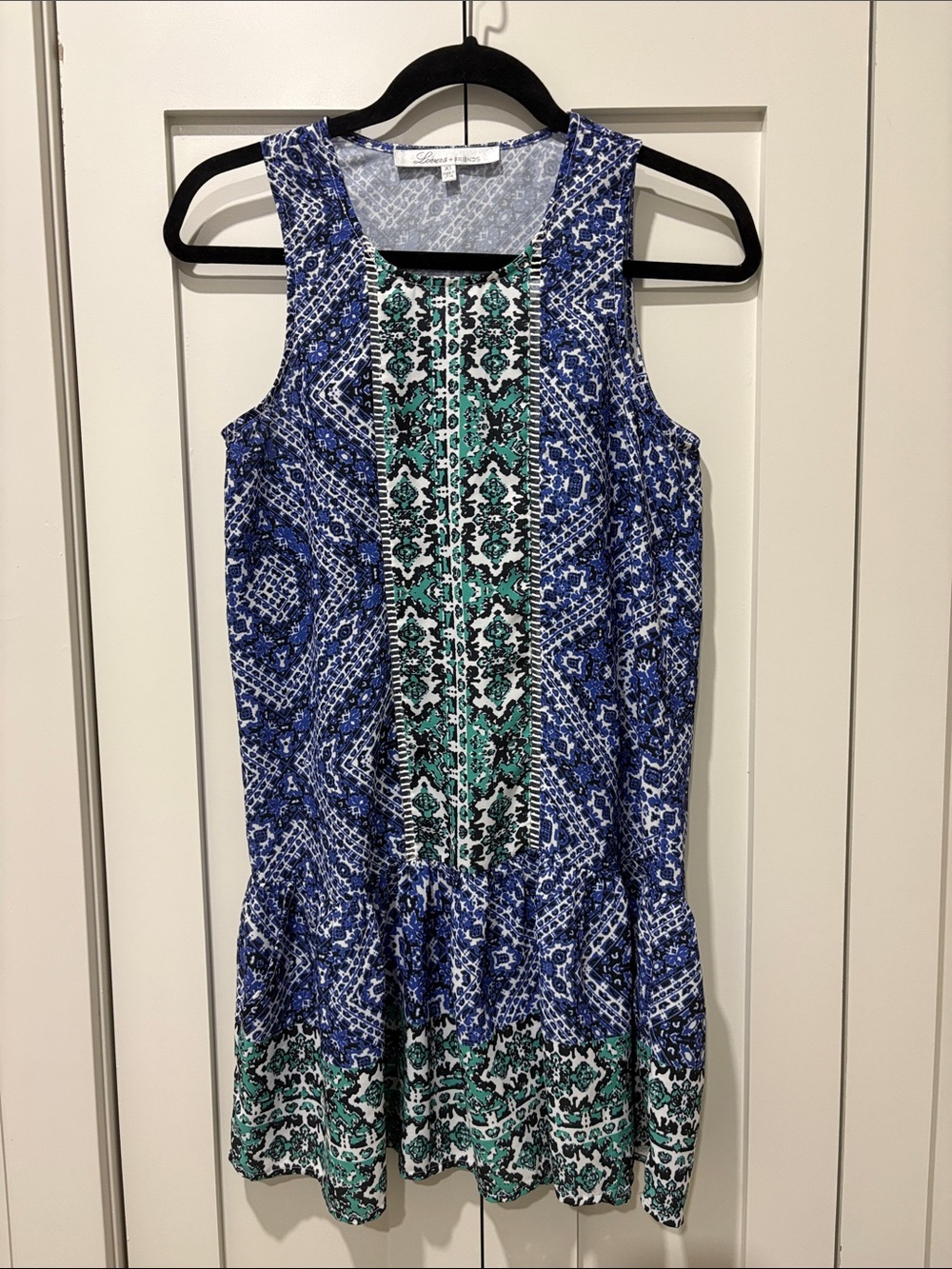 Lovers + Friends Blue & Teal Printed Mini Dress